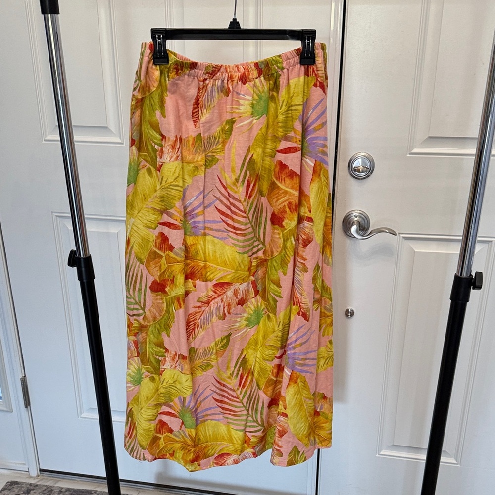 RACHEL Rachel Roy Pink Tropical Leaf Maxi Skirt